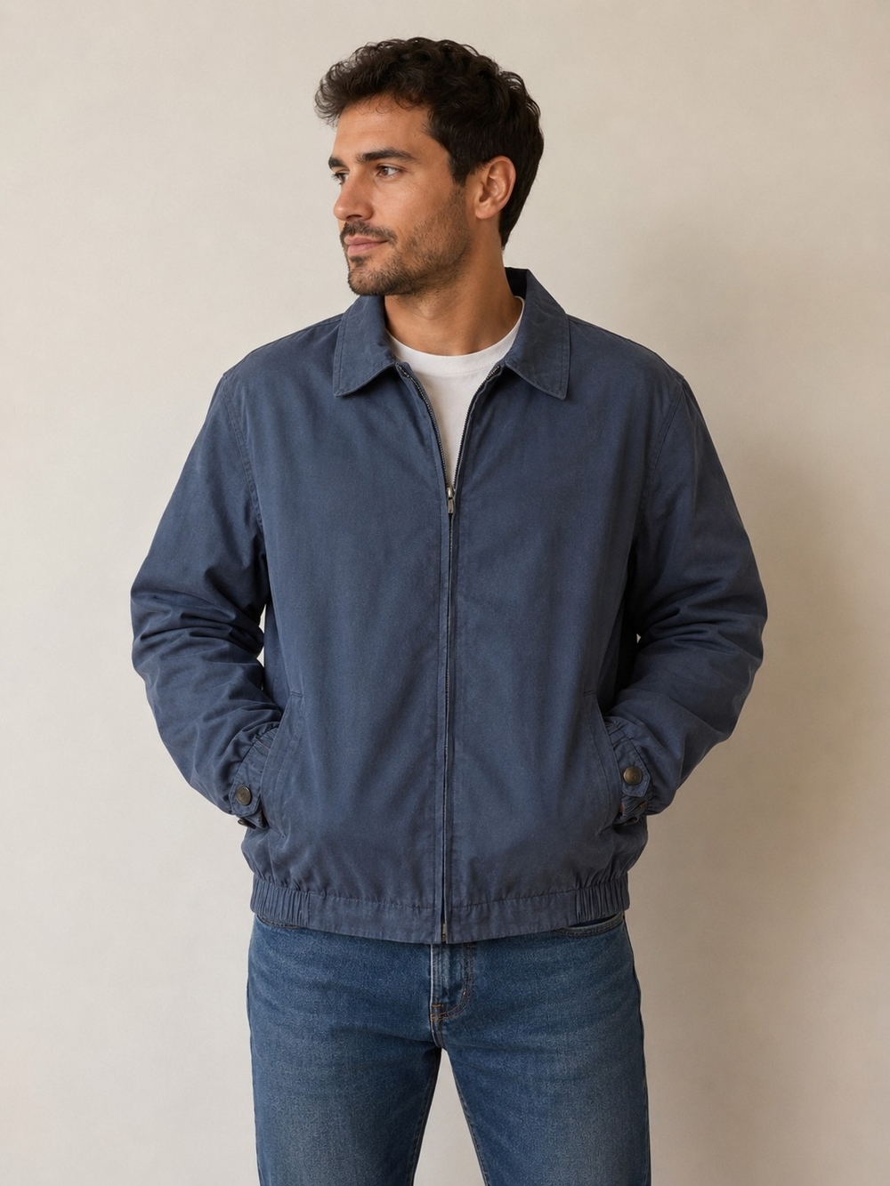 Classic Rainforest Brand Men's Zip-Front Jacket in Slate Blue L